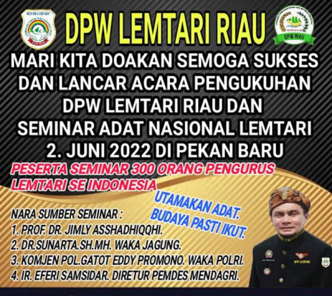 Persiapan Seminar Adat Nasional, DPP LEMTARI Lusa Silaturahmi dengan DPW LEMTARI Provinsi Riau