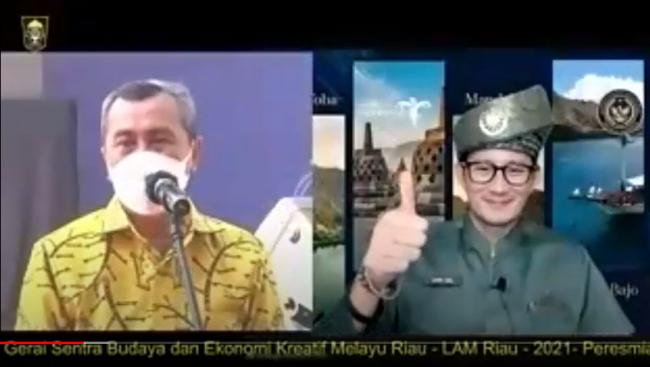 Menparekraf Sandiaga Uno Resmikan Gerai Sentra Budaya dan Ekraf Melayu Riau secara Virtual